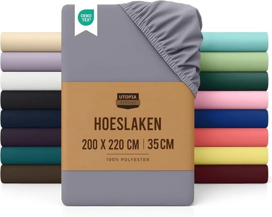 Onderlaken, 200 x 220 cm, matras molto spesso, microvezel borzellata, letto da 200 cm, grigio