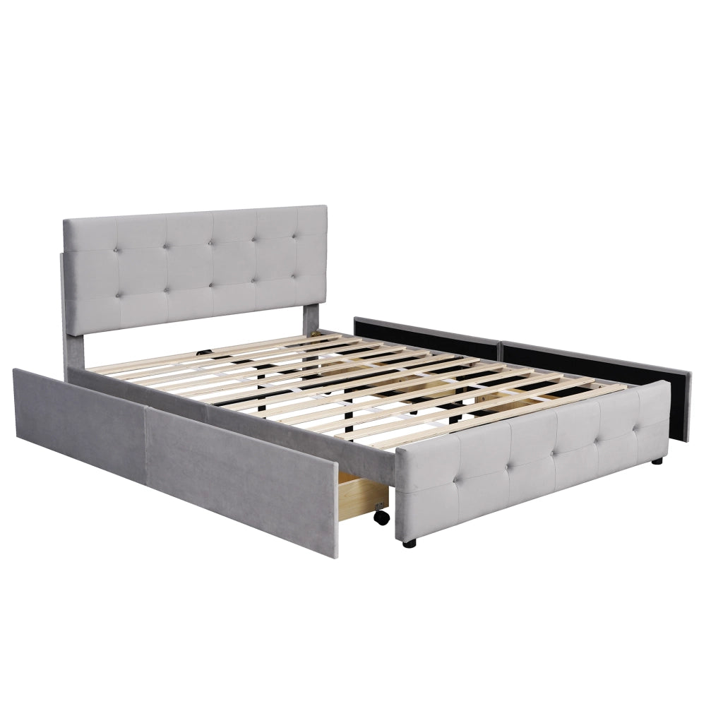 letto imbottito velluto grigio 140 x 200 cm