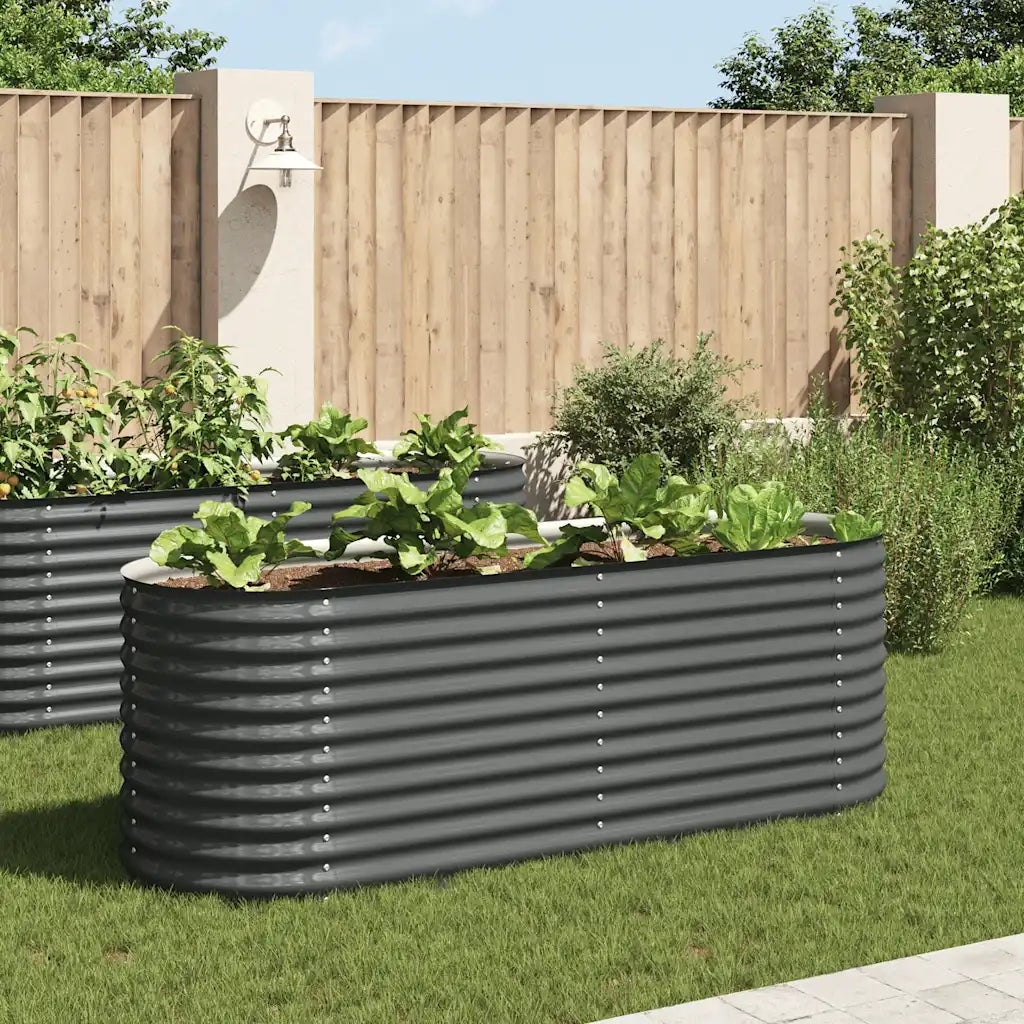 Letto Rialzato Giardino 240x80x81 cm in Acciaio Zincato Grigio