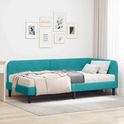 Cornice del letto ad angolo Turchese 100 x 200 cm Velluto