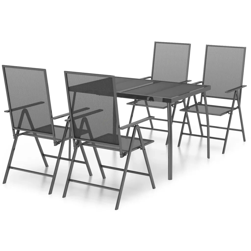 Set da Pranzo da Giardino 5 pz | Set Salotto da Giardino in Acciaio Antracite