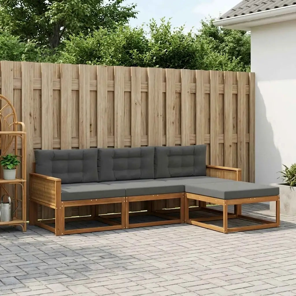 Set di divani da esterno con cuscino 4 pcs Naturale e Antracite