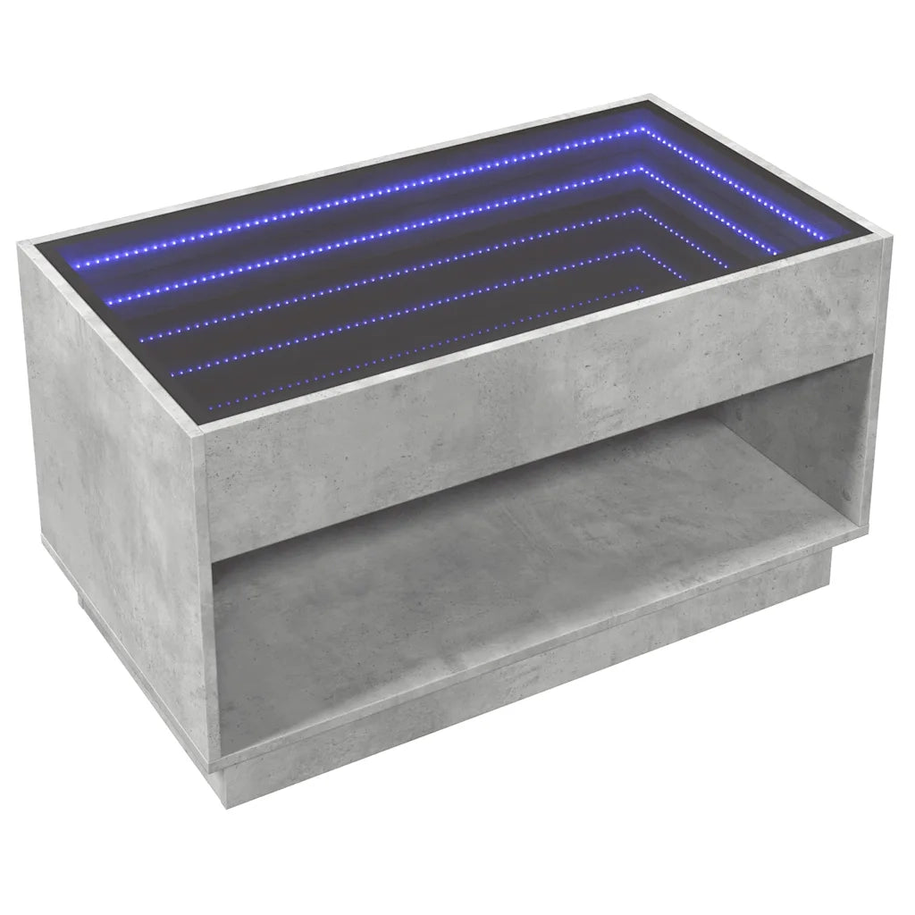 Tavolino da Salotto con LED Infinity Grigio Cemento 90x50x50 cm