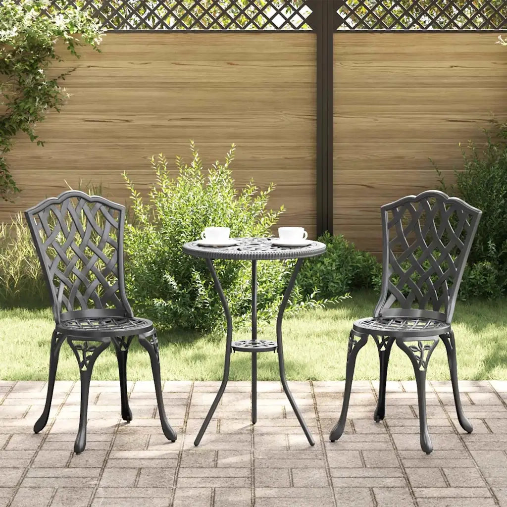 Set Bistro da Giardino 3 pz | Set Salotto da Giardino Nero Alluminio