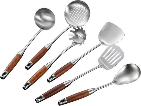 Set di 6 Spatole in Acciaio Inossidabile con Manico a Forma di Pomo di Pesco