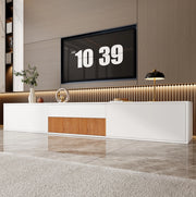 Mobile TV 180x34x30 cm con ripiano estraibile e doppio montaggio in truciolato bianco