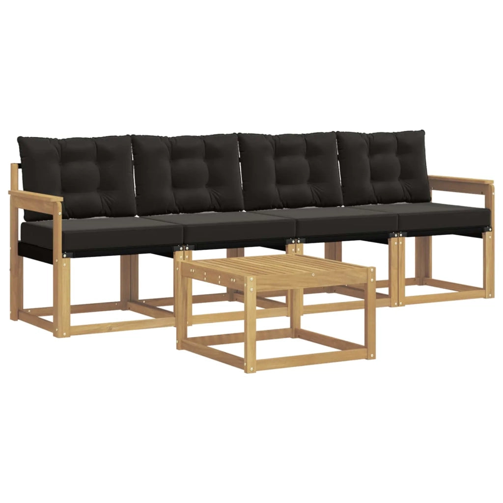 Set di divani da esterno con cuscino 5 pcs Bianco e Nero