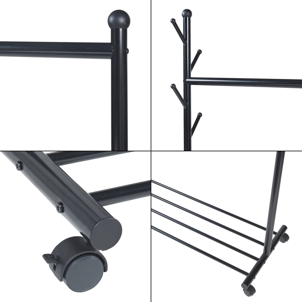 Stand Appendiabiti Snåsa con Rotelle 170x105x43 cm Metallo Nero [en.casa]
