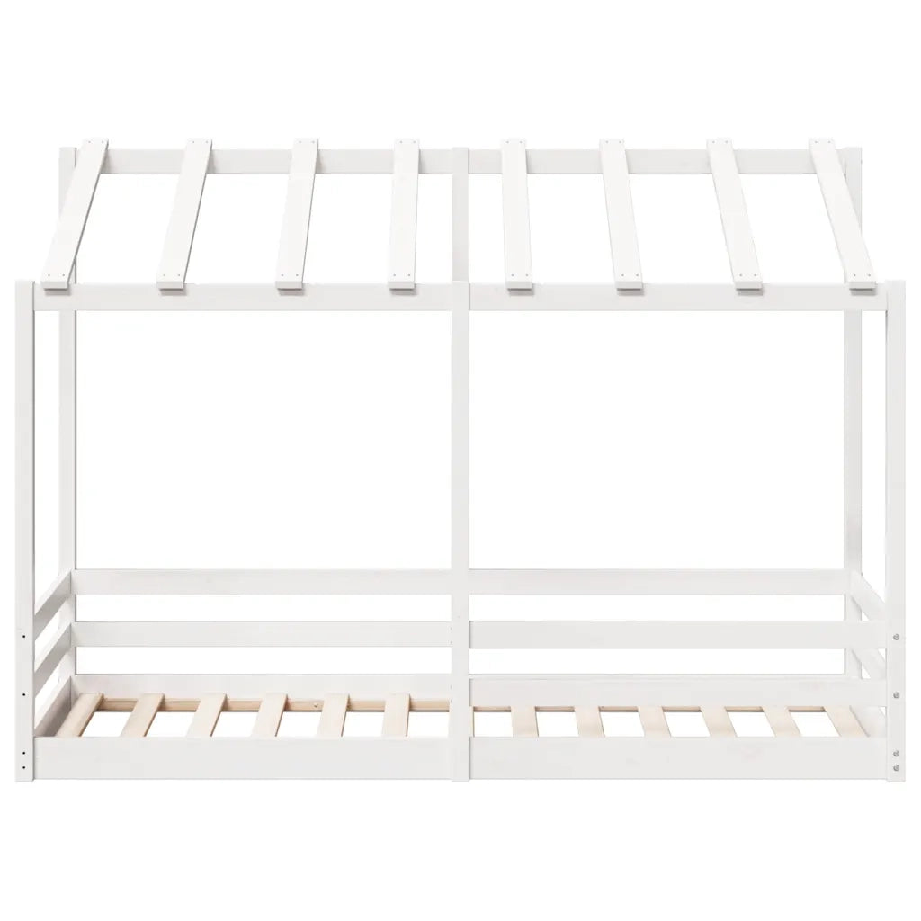 Letto per Bambini con Tetto Bianco 90x190cm Legno Massello Pino