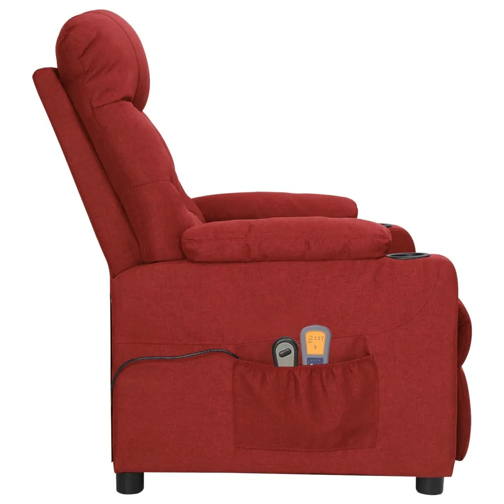 Poltrona Massaggiante Elettrica Rosso Vino in Tessuto 3098830