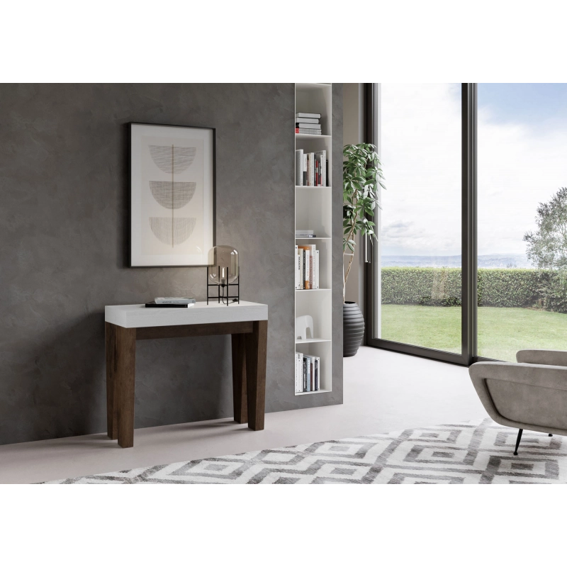 Consolle allungabile 90x40/300 cm Spimbo Mix piano Bianco Frassino - Bianco Frassino/Noce