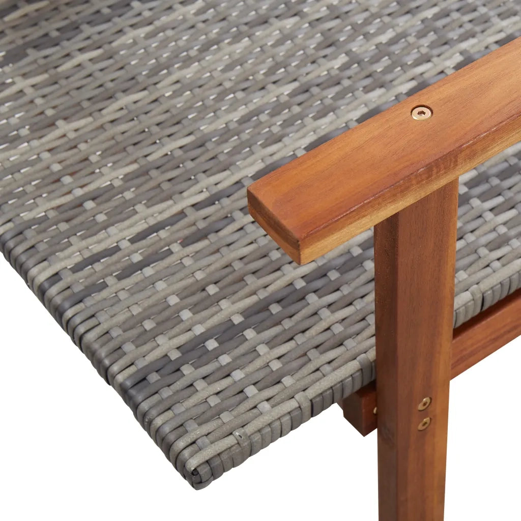 Lettino Prendisole | Sdraio da giardino | Lettino da sole Polyrattan e Legno Massello di Acacia Grigio