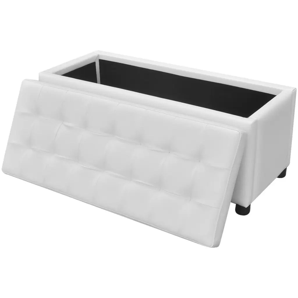 Sgabello con Contenitore in Pelle Artificiale Bianco 242406