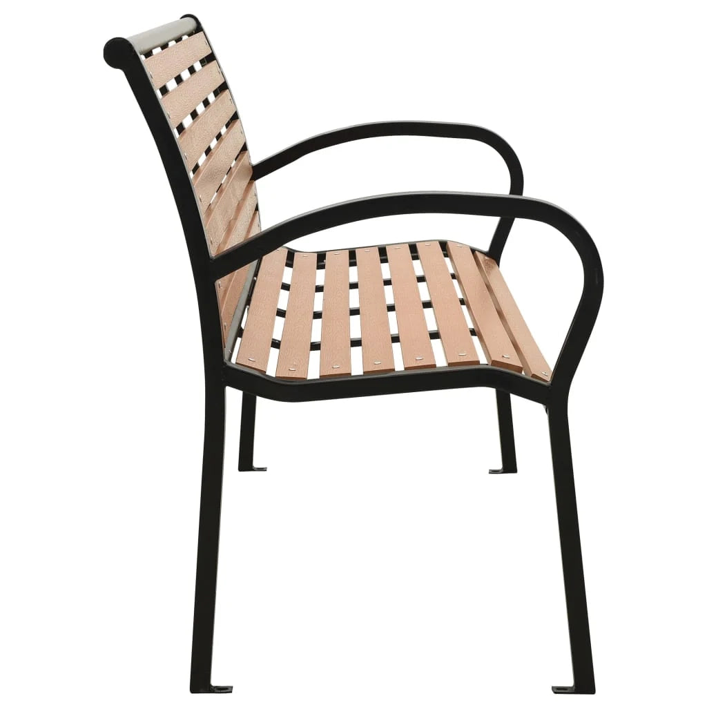 Panca da giardino mobili da esterno per patio terrazza nero e marrone 116 cm acciaio e WPC 02_0011759