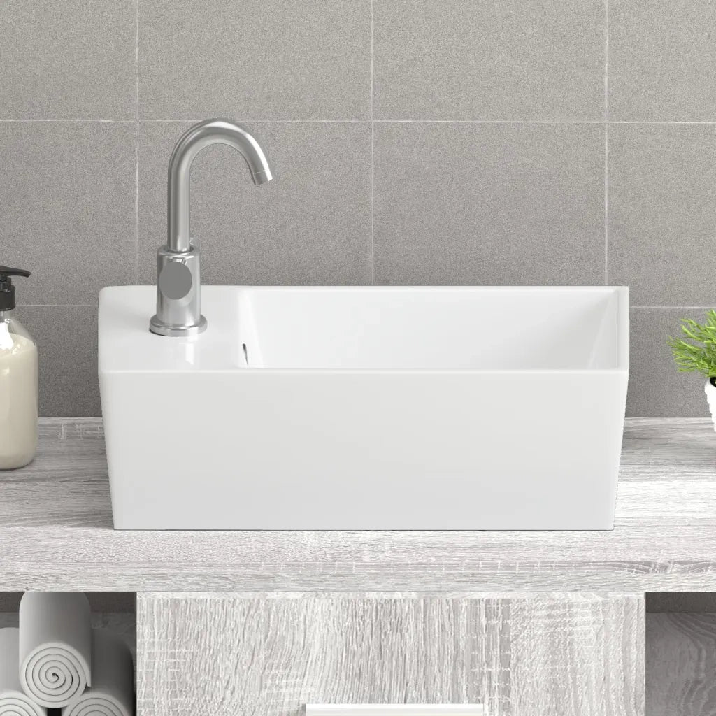 Lavandino-Lavabo-Lavello Bianco 48x25x15 cm in Ceramica