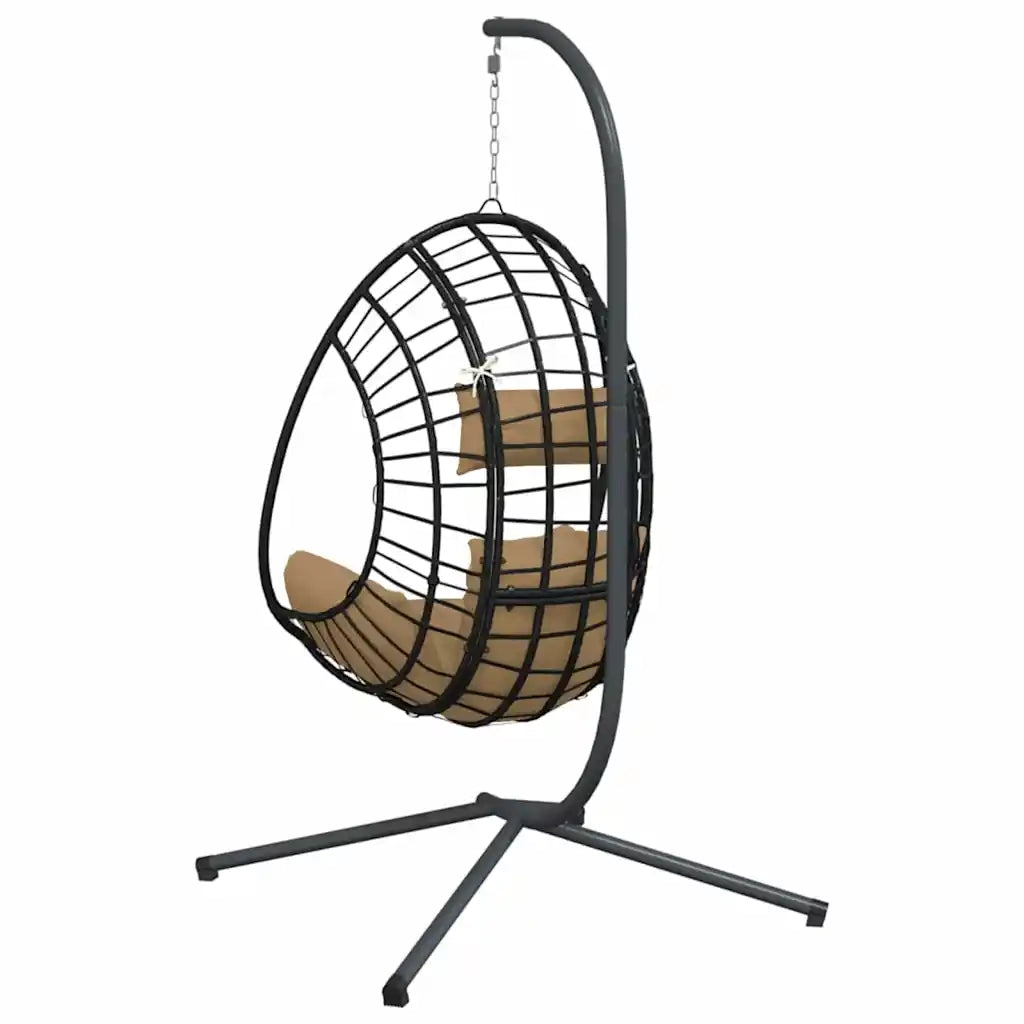 Sedia a Uovo Sospesa con Supporto Tortora Polyrattan e Acciaio CFW5926742