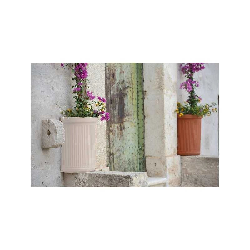 Vaso semicircolare decorativo classico tradizionale 41x24 H50 in polimero resistente bianco per piante per giardini e terrazze - Made in Italy