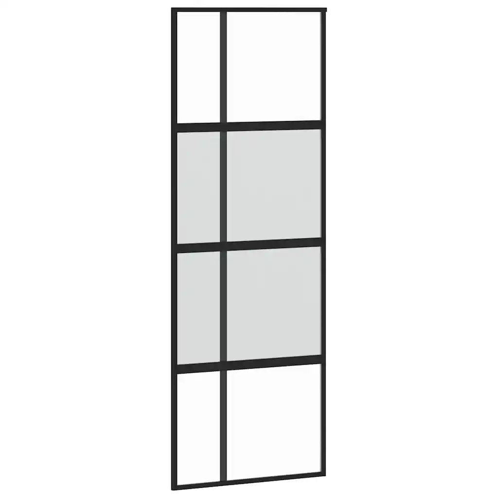 vidaXL Porta Scorrevole Set Ferramenta Nera 76x205 cm Vetro Temperato