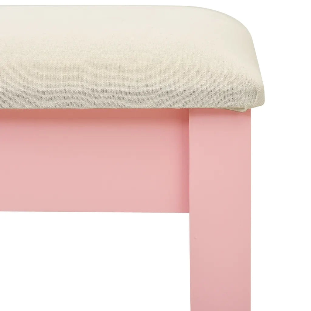 Toeletta | Tavolo da Trucco con Sgabello Rosa 65x36x128 cm Paulownia e MDF