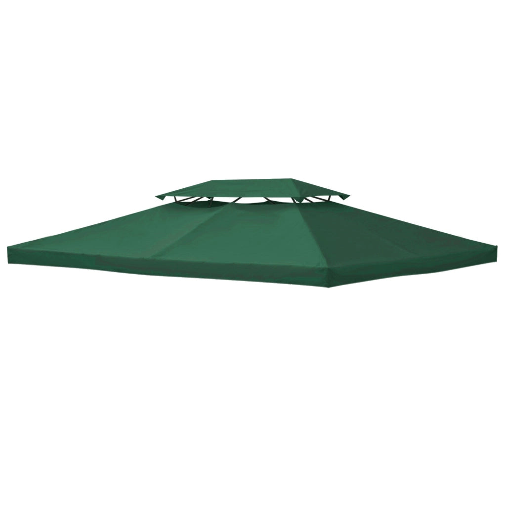 Copertura per Gazebo  a 2 Livelli  con Cinghie e 10 Fori di Drenaggio 4x3m in Poliestere Verde