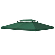 Copertura per Gazebo  a 2 Livelli  con Cinghie e 10 Fori di Drenaggio 4x3m in Poliestere Verde