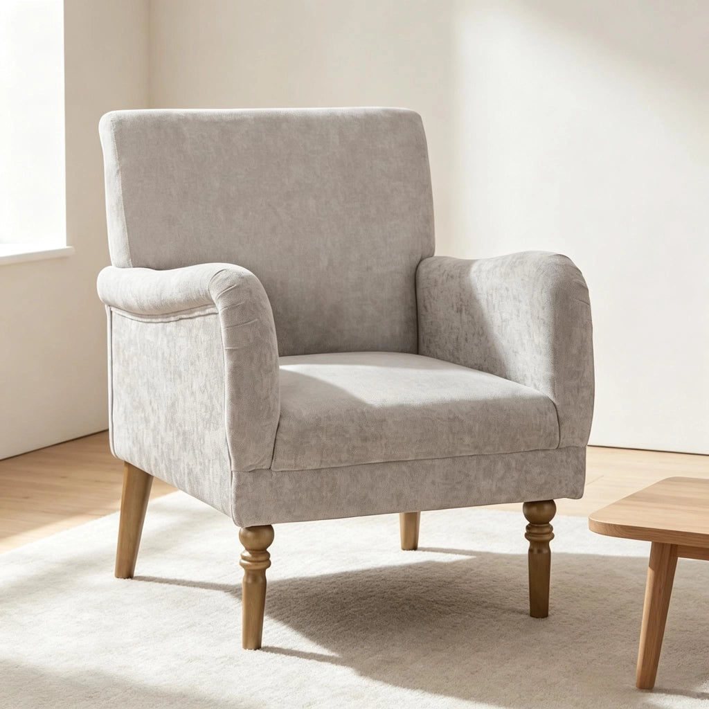 POLTRONA con schienale alto 70 x 75 x 88 cm in lino grigio