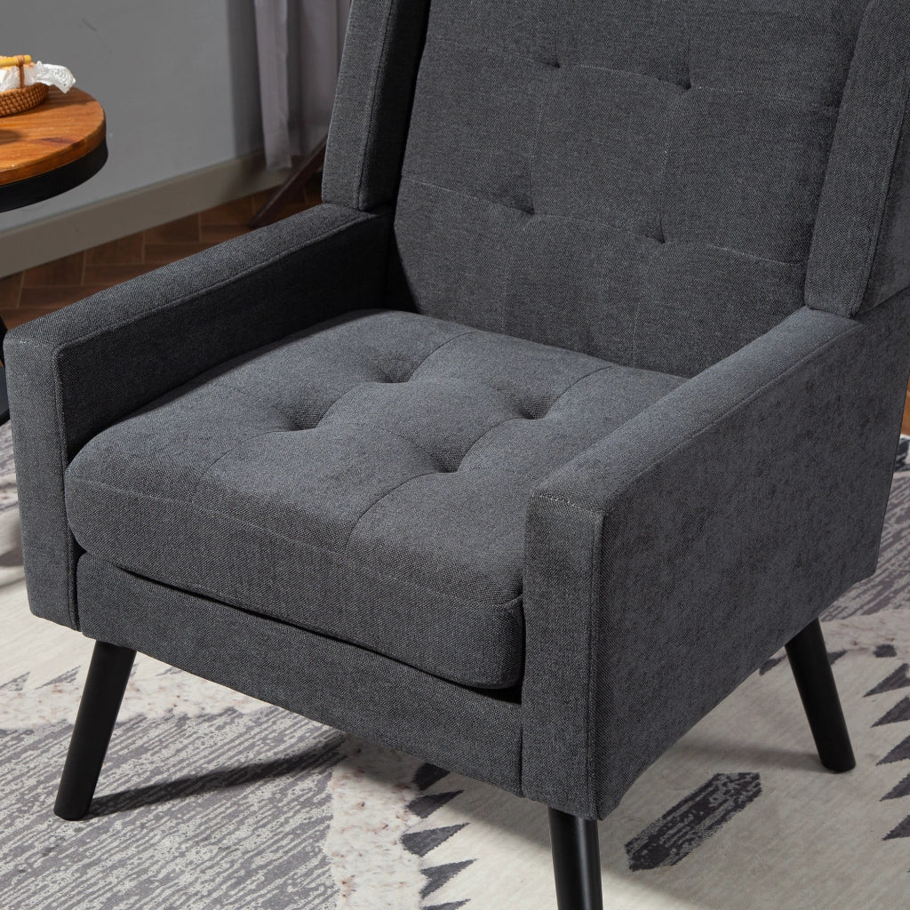 Fauteuil set 2 pezzi con cuscini in schiuma ad alta densità e gambe in legno massiccio grigio scuro
