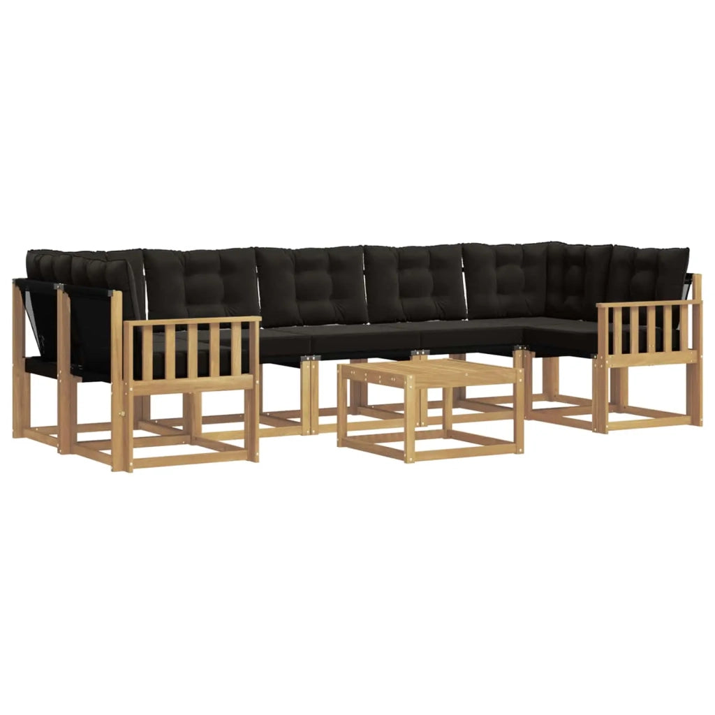 Set di divani da esterno con cuscino 8 pcs Bianco e Nero