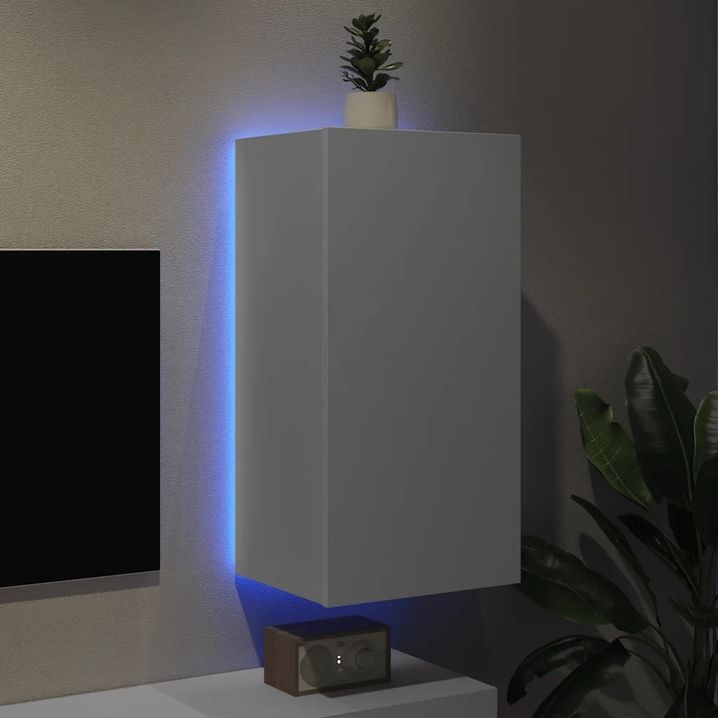 Mobile TV a Parete con Luci LED Bianco 40,5x35x80 cm 837260