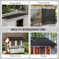 Set 12 Pannelli di Ricambio per Casette da Giardino 129x45 cm in Acciaio Zincato Grigio Scuro