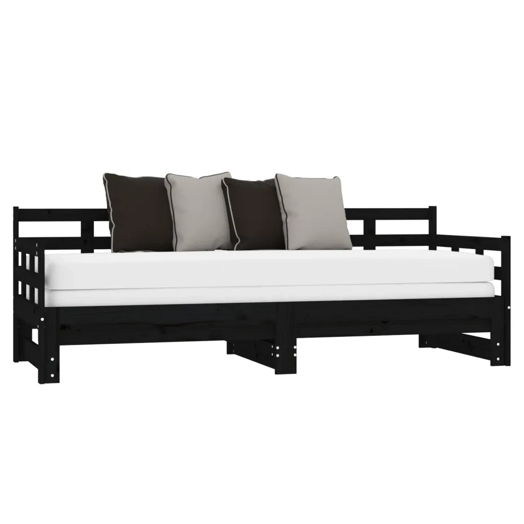 Dormeuse Estraibile Nera in Legno Massello di Pino 2x(90x190)cm cod mxl 59363