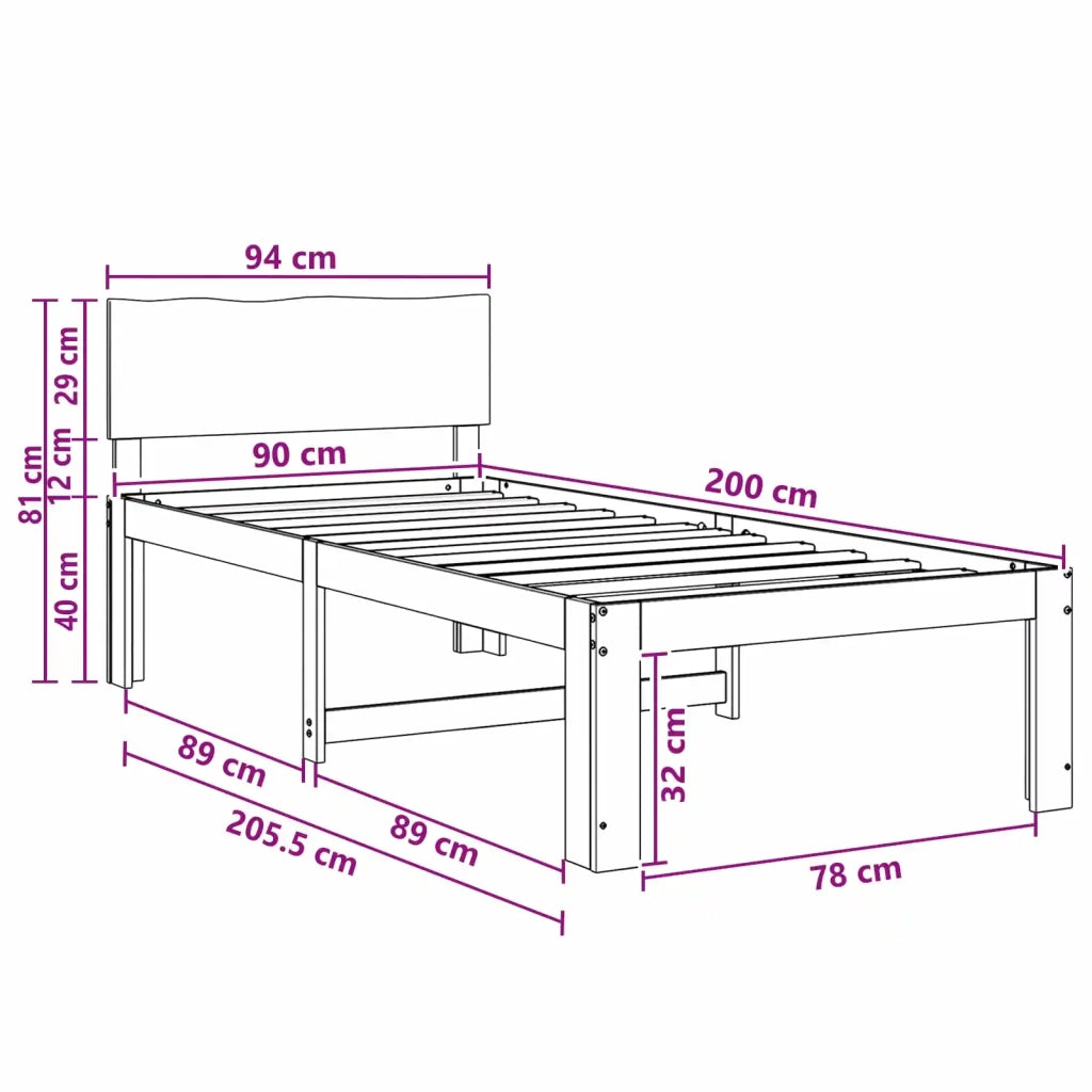 Letto Singolo con Testiera ROSTOCK Bianco 90 x 200 cm 903457