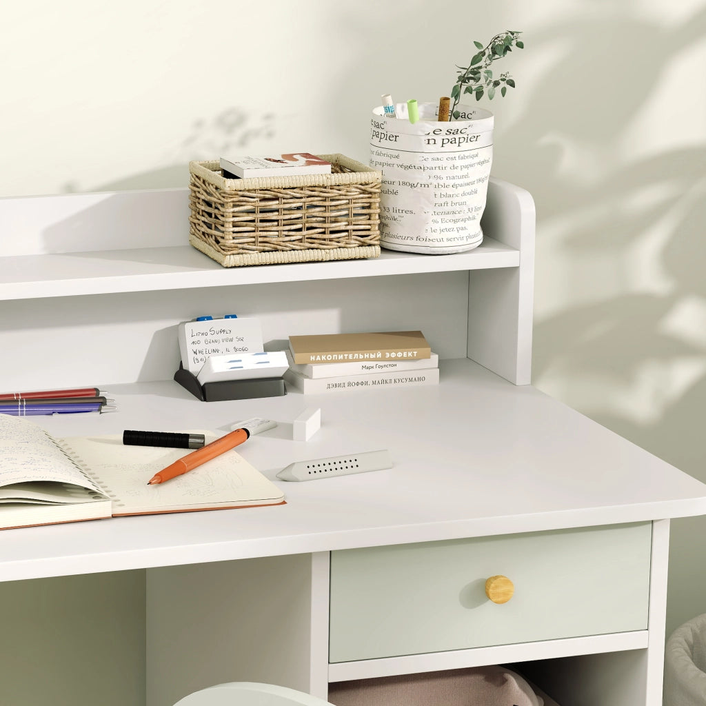 Scrivania per bambini con sedia e scaffale ¨C zephmum ¨C verde, legno, 85x48x73 cm