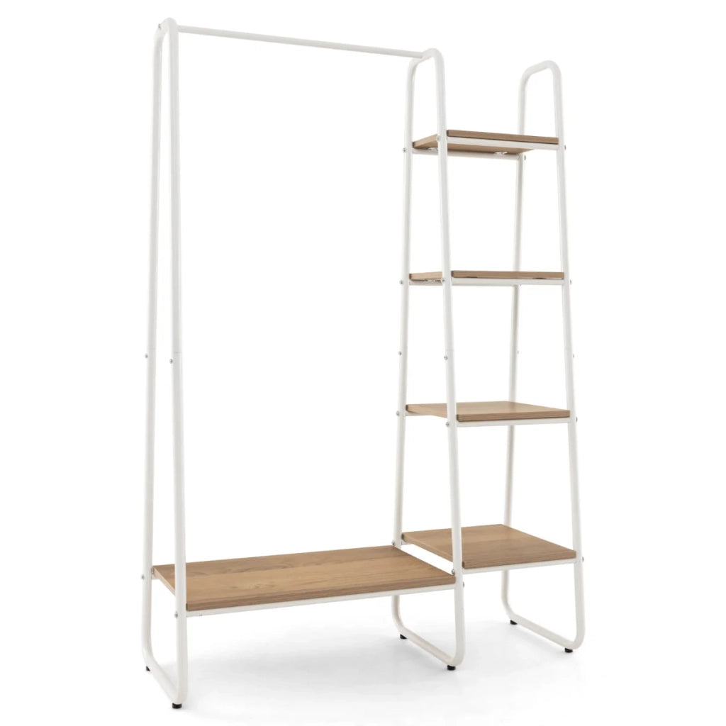 Appendiabiti organizer con 5 ripiani 99,5 x 40 x 151 cm multifunzionale design moderno legno naturale 20_0013182