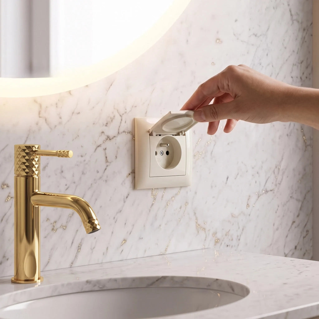 Presa Singola Con Messa A Terra E Coperchio Oste Jnh005-g Beige