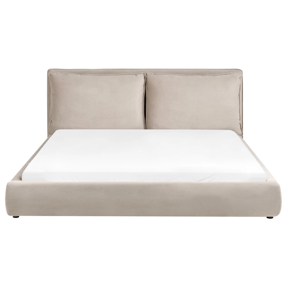 Letto matrimoniale tortora con testiera imbottita velluto tortora 180 x 200 cm camera da letto moderna