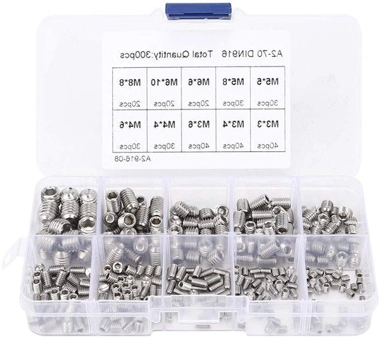 300 pezzi di viti a stella interna a 6 facce in acciaio inossidabile 304, set da combinazione con contenitore in plastica, lunga durata.