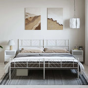 Giroletto con Testiera e Pediera-Struttura Letto Metallo Bianco 193x203 cm 291441