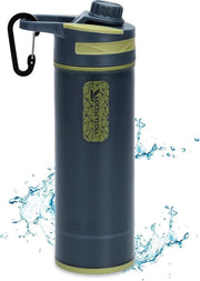 Filtro di Bottiglia da 800 ml - Sistema di Purificazione dell'Acqua con Filtro ai Microplastici Portatile per Campeggio Escursioni e Emergenze (Grigio Scuro)