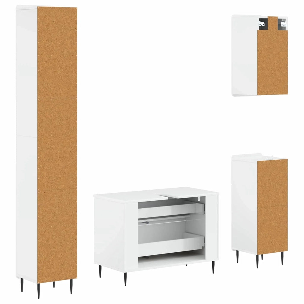Set di Mobili da Bagno da 4 Pezzi ZWOLLE Bianco Lucido 3417922