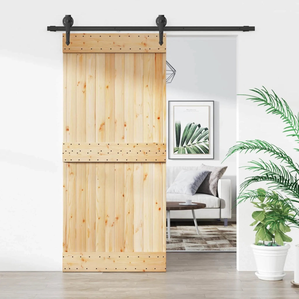 Porta scorrevole Naturale e Nero 90 x 210 cm 3445124