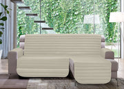 Copridivano Trapuntato Per Divani Con Penisola Modello Simpaty Colore Panna - 240 cm - Panna