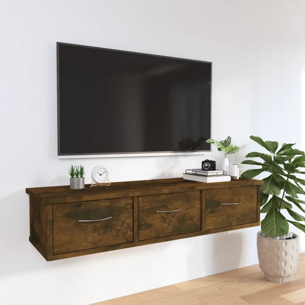 Mobile a Parete Rovere Fumo 88x26x18,5 cm in Legno Multistrato 815081