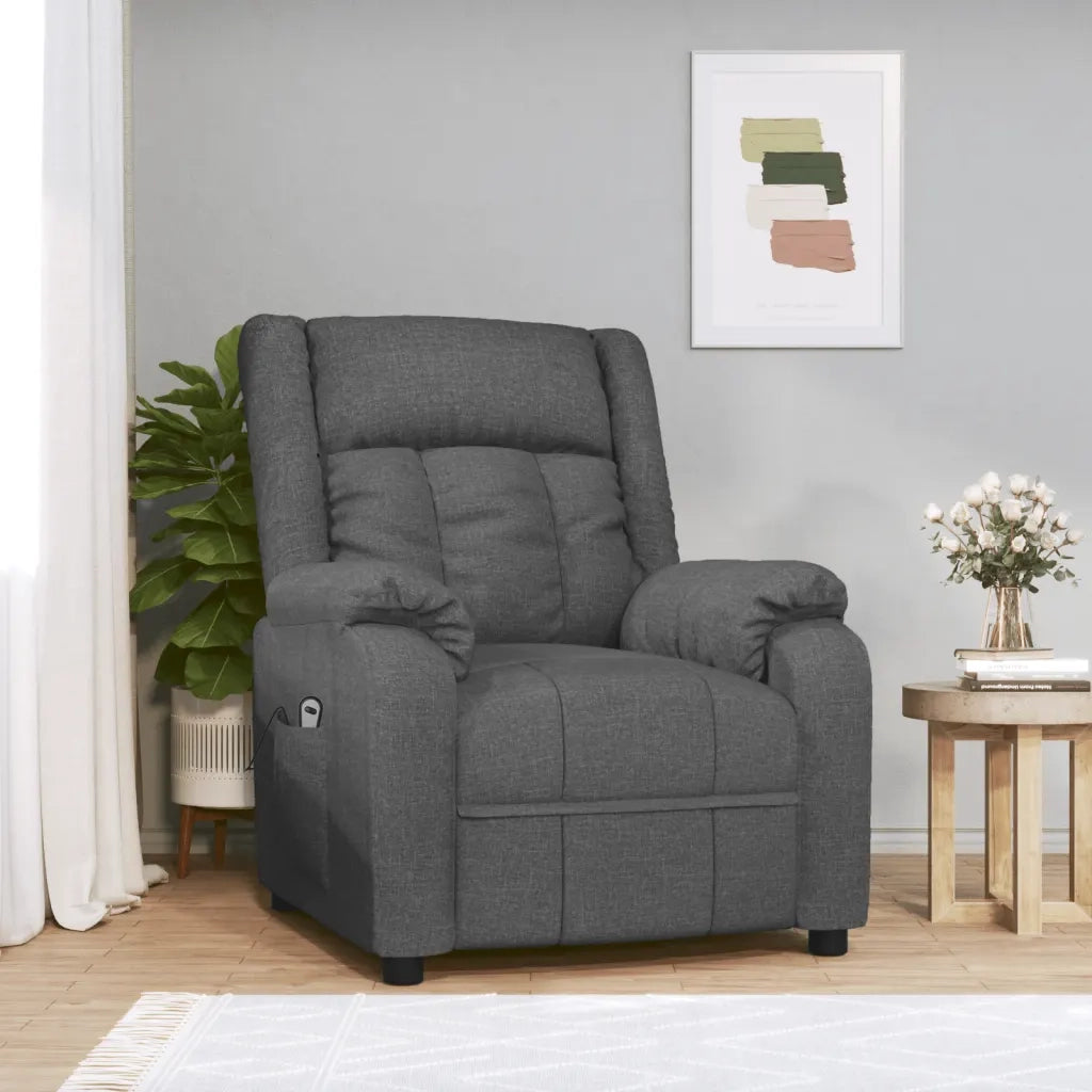 Poltrona | Sedia Relax Elettrica Reclinabile Grigio Scuro in Tessuto