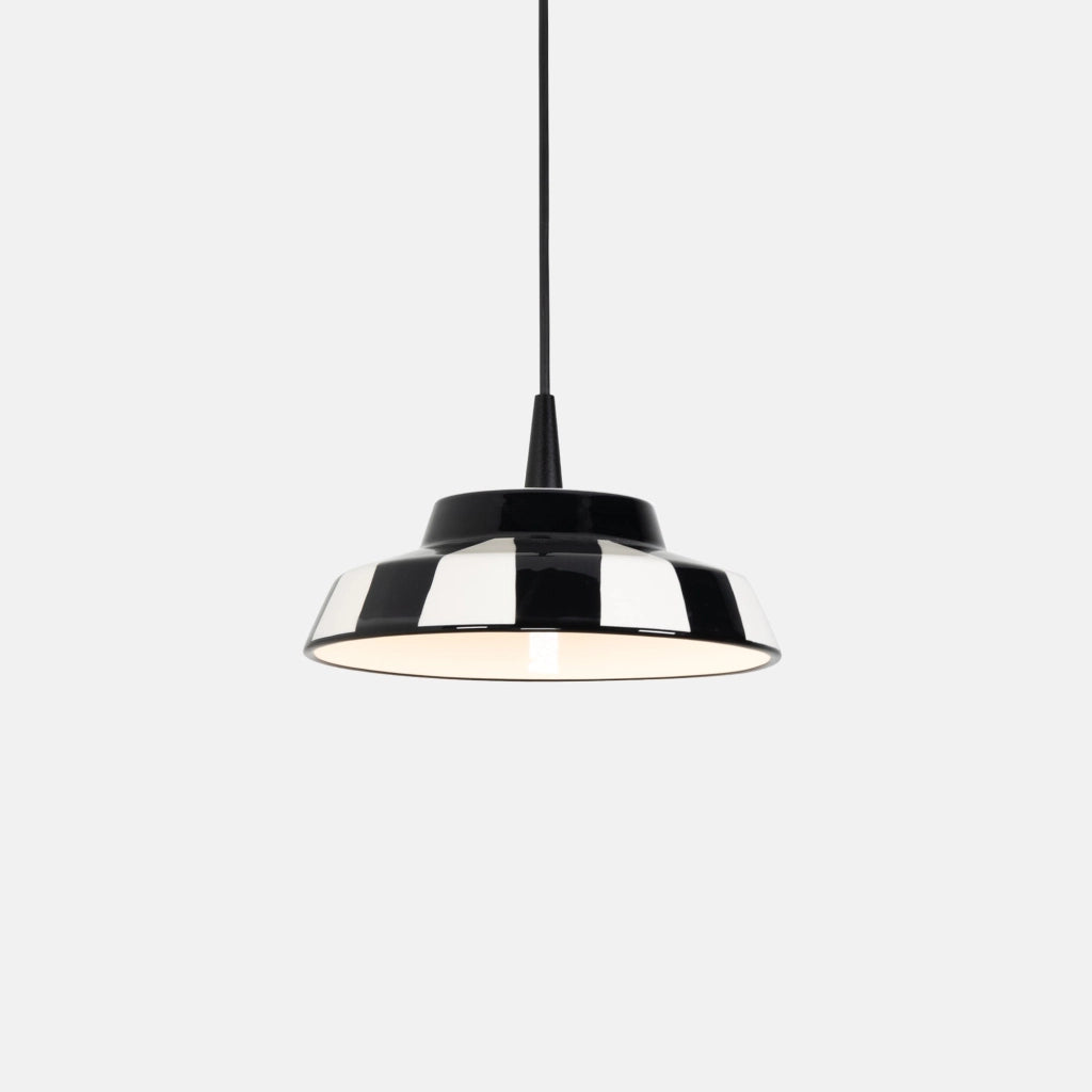 Circus Lampada a Sospensione LED Design in Ceramica Bianco e Nero Diametro 24 cm, Sorgente Luminosa LED TRIAC 2700K 8W, Ideale per Interni