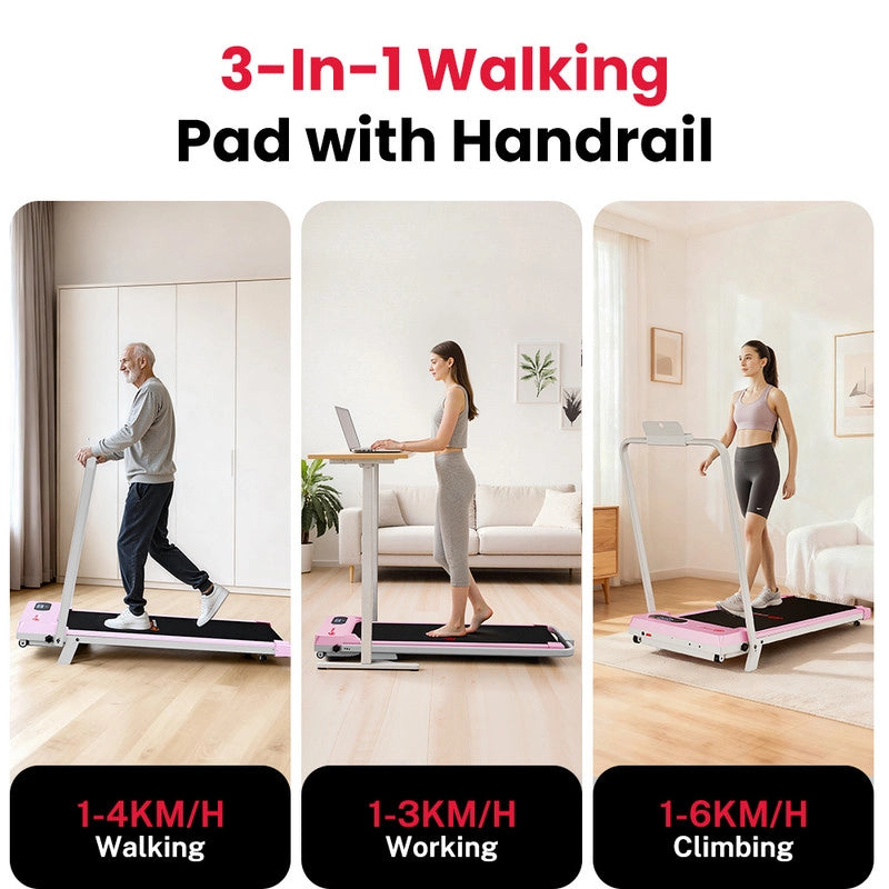 TAPIS ROULANT PORTATILE PIEGHEVOLE CON INCLINAZIONE DEL 5%, TAPPETINO DA CAMMINATA SOTTO LA SCRIVANIA 3 IN 1, 1-6 KM/H