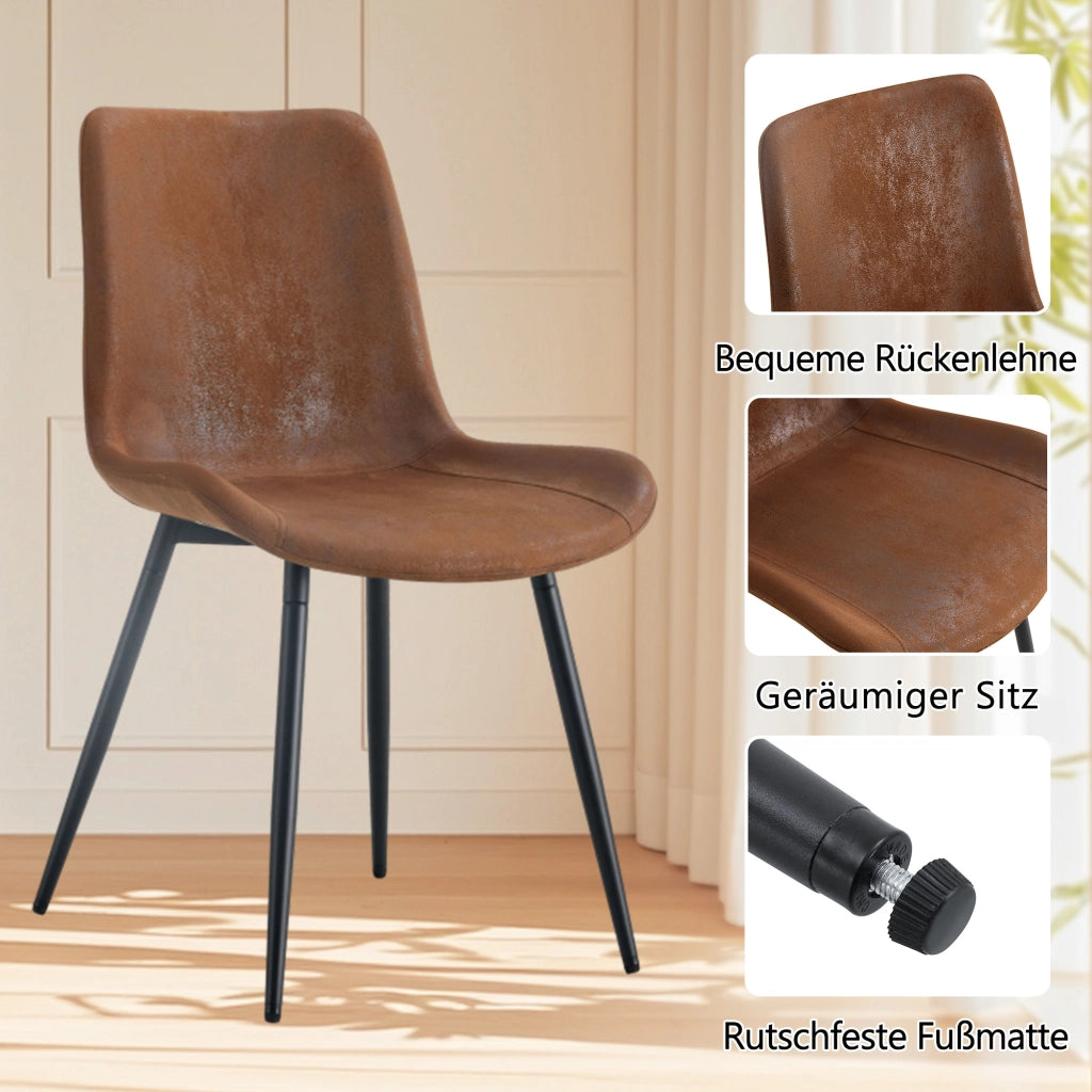 Tavolo da pranzo rotondo con 4 sedie, piano in MDF e vetro, per soggiorno e cucina, 100 cm, marrone e nero