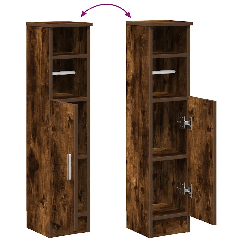 vidaXL Mobile da Bagno con Portarotolo Rovere Fumo 20,5x22x90 cm