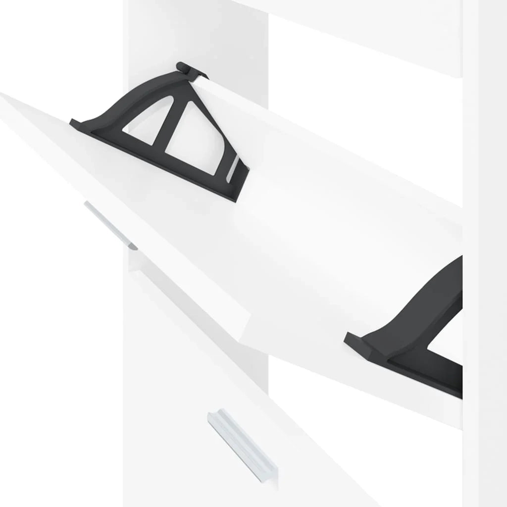 Scarpiera mobile contenitore per scarpe mobile per ingresso/corridoio/soggiorno 59 x 17 x 150 cm legno ingegnerizzato bianco 02_0021472
