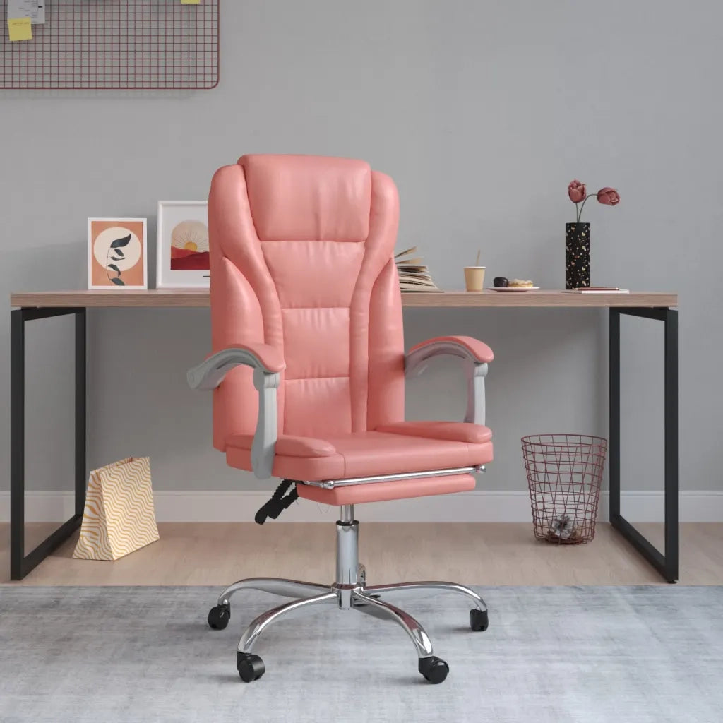 Poltrona | Sedia Relax da Ufficio Reclinabile Rosa in Similpelle